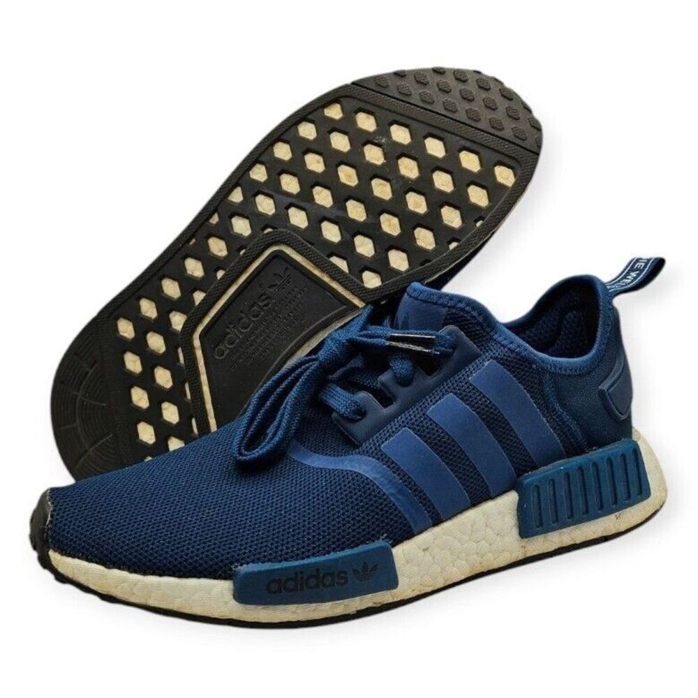 adidas NMD_R1 Navy Blue and White Athletic Sneakers